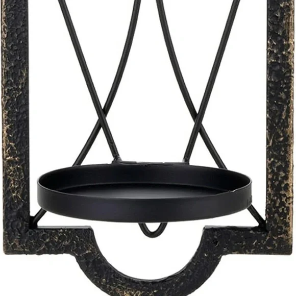 Gothic Candle Sconce Set of 2 -Gold Black Metal Wall Candle Holder Rustic - Picture 6 of 7
